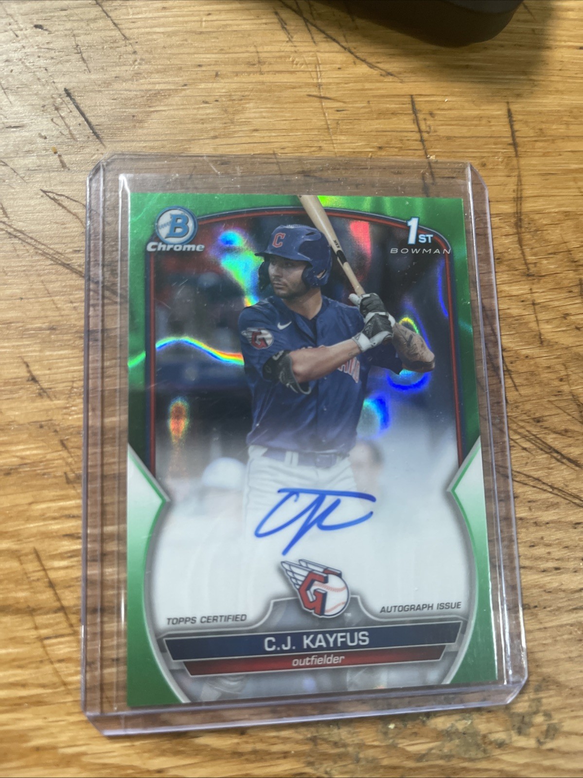 2023 Bowman Chrome Green Lava Refractor C.J. Kayfus 1st Auto #87/99 Guardians