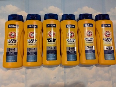 LOT (6) ARM & HAMMER ULTRA MAX COOL WATER 3IN1 BODY WASH SHAMPOO CONDITIONER