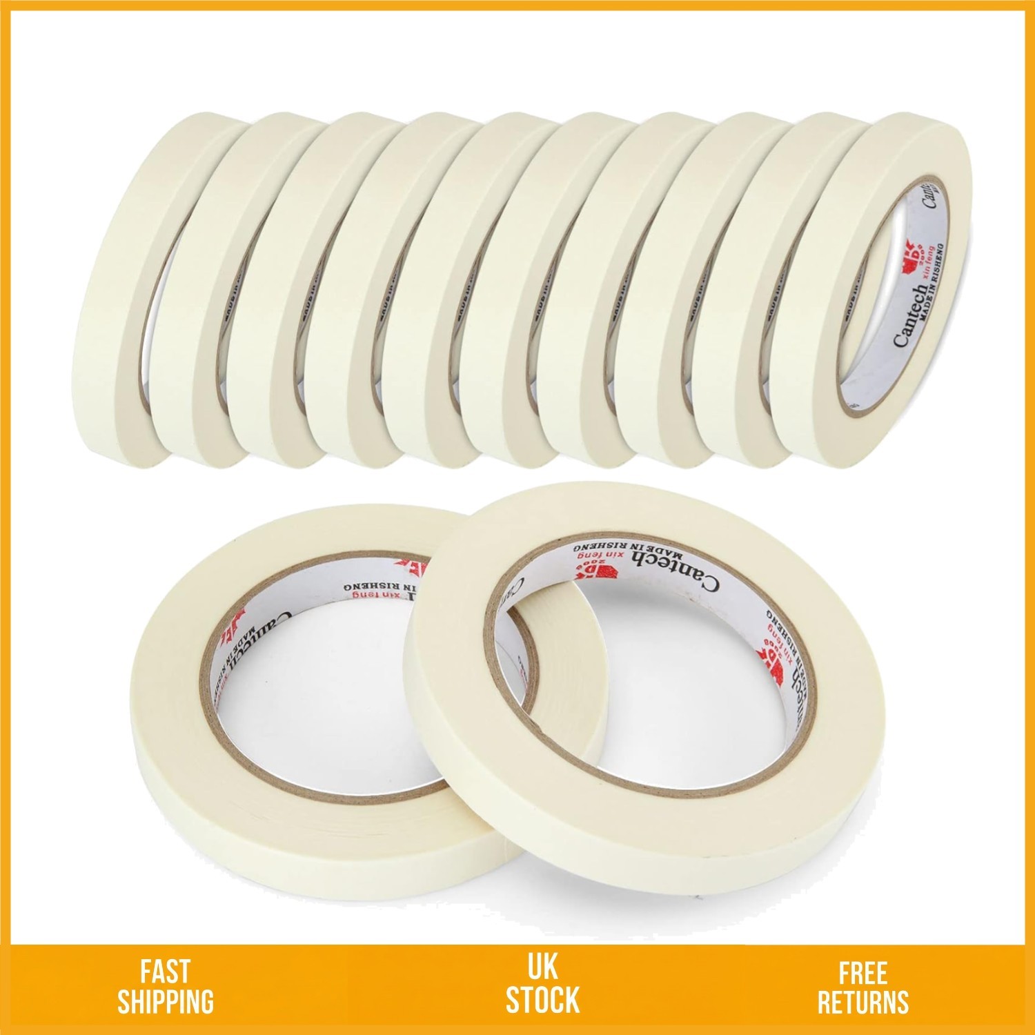 Low Tack White Painters Masking Tape For Artists 15mm x 50m 12 Rolls