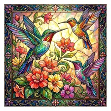 Vintage Floral Hummingbird 1000 Piece Adult Puzzle Art Painting Flower
