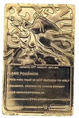1999 Pokemon 23 Karat Gold Plated Trading Card Charizard Nintendo Flame