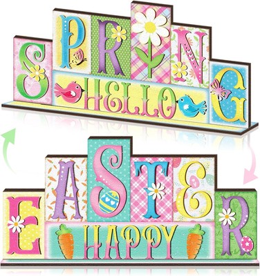 Yousoontic Easter Decorations Pastel Spring Table Decor Reversible pastel 