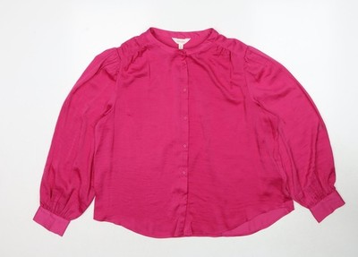 Per Una Damen Rosa Polyester Basic Knopfleiste Größe 16 Rundhalsausschnitt