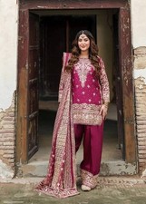 Stylish Look Pink Natural Crep Top Palazzo With Dupatta For Function Wear