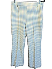 Vintage 70s Christenfeld High Waist Checkered White/Lt Blue Double Knit Pants