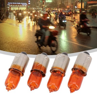 Motorbike 4PCS Indicator Bulbs Halogen Amber 12V 21W BA9S Base Replacement Set