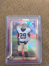 2025 Topps Chrome Football Leather Refractor 369 Quincy Riley, Saints