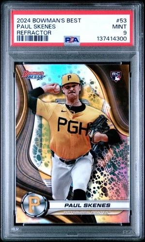 137414300 Paul Skenes 2024 Bowman's Best #53 Refractor Rookie RC PSA 9