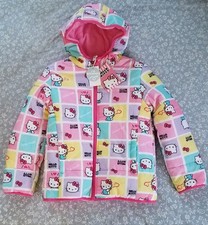 New Hello Kitty Pink Girl's Puffer Jacket Reversible Fleece Lined Sz:MEDIUM 7/8