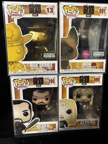 Funko Pop! Vinyl The Walking Dead Lot 4 Pops & protectors Rick Grimes Gold Drop