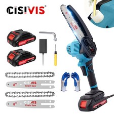 2 Batteries 8'' 4000w Mini Cordless Chainsaw Electric One-Hand Saw Wood uk