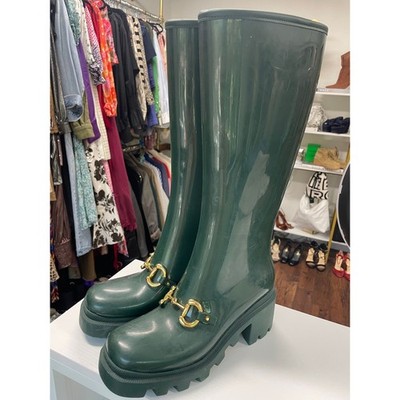 Gucci Rubber Horsebit Knee High Boots Size 38 (US 7.5 8)