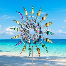 Magical Wind Powered Kinetic Windmill Metal And Sculpture Spinner Garden Unique