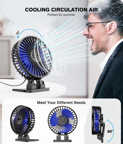 Usb Desk Fan Mini Fan Portable 3 Speeds Desktop Table Cooling Fan Plug In Power - Picture 4 of 7