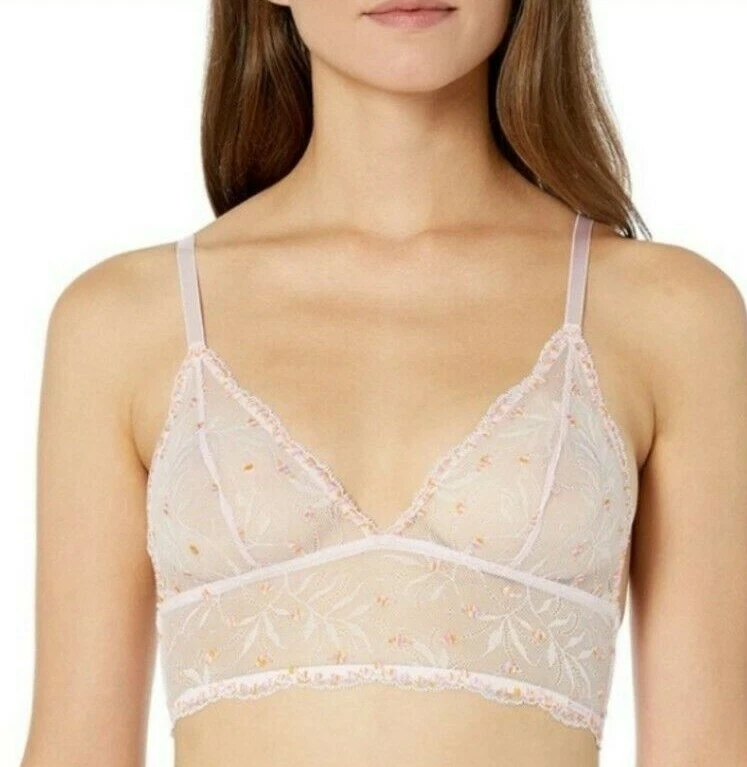 Calvin Klein CK Auriele Pink Lace Unlined Triangle Lace Bralette Small  QF5186