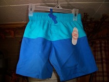 WONDER NATION BOYS SWIMMING TRUNKS DRAW STRING SIZE XS 4-5 UPF 50 BLUE ELASTIC W