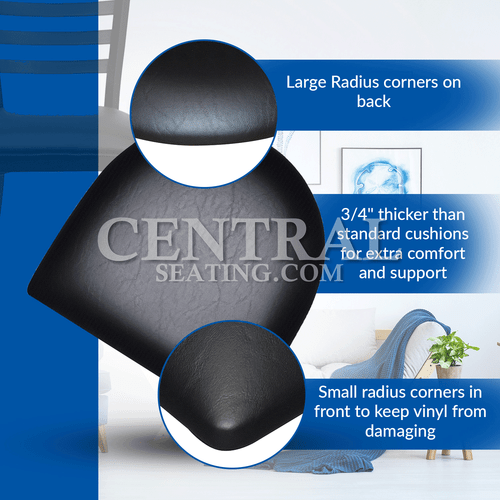 Replacement Dining Chair Seat Cushion, Foam Seat in Black Vinyl Set of 2. - Picture 5 of 12