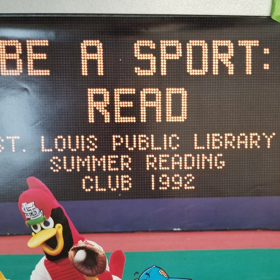 St. Louis Cardinals Fredbird Library Summer Reading Club 1992 Be a Sport Poster - Image 2 of 4
