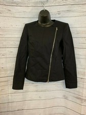 Calvin Klein Women s Asymmetrical Zip Blazer Collarless Black Size 2