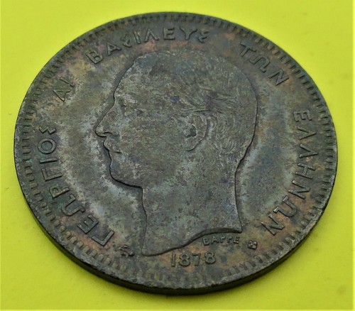 Grecia 5 lepta 1878 Cooper KM# 54 - Foto 3 di 8