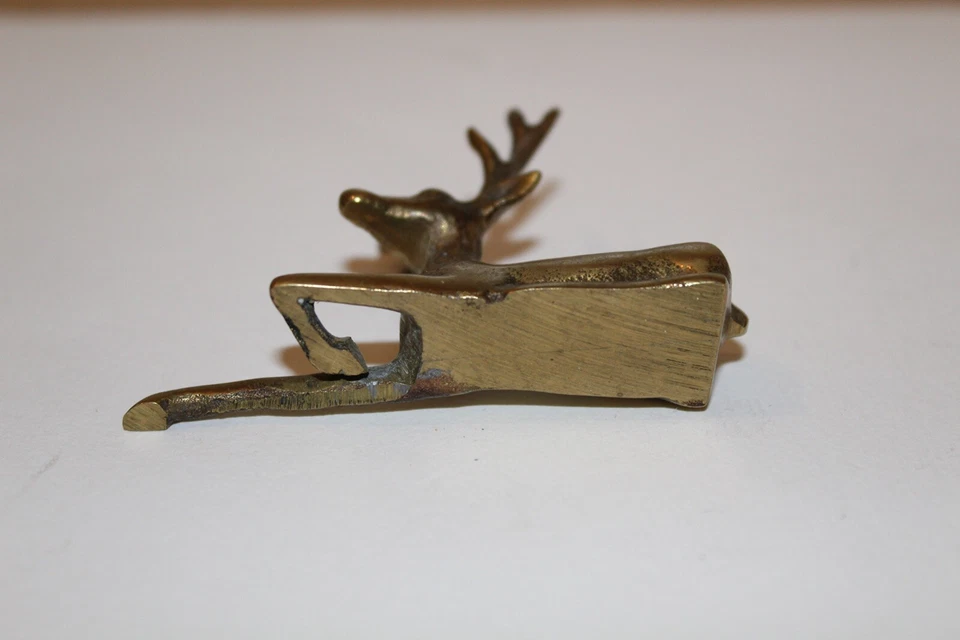 Petite Sculpture Statue Laiton Cerf Doré Art Décoration Vintage - Photo 4/4