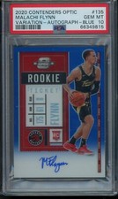 2020 Contenders Optic Malachi Flynn #135 Variation On Card Auto Blue /49 PSA 10