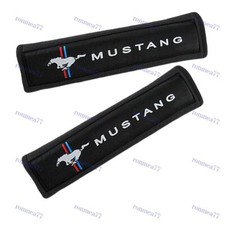 2pcs Black Soft Car Seat Belt Shoulder Cushion Cover Pad Fit For Mustang Auto