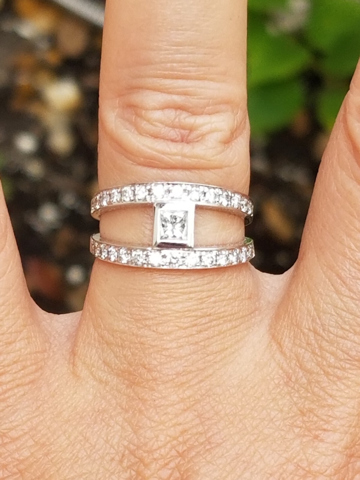 Modern Open Frame Princess Solitaire Diamond 14k … - image 6