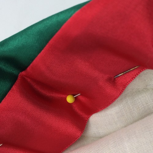 Hand Made Unique Christmas Stocking Angled Ribbon Lace Plaid 13" x 6" Red Green - Picture 4 of 7