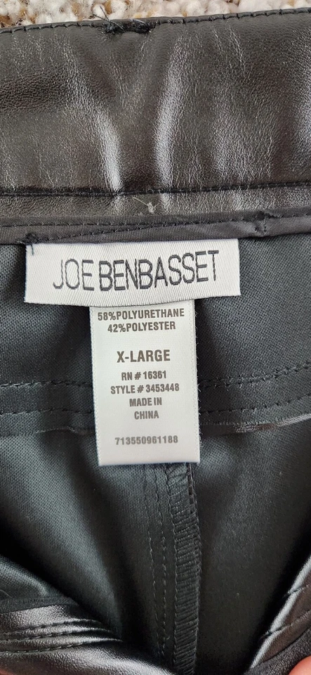 Joe Benbasset Black Faux Leather Pants Straight Leg Women's Size XL - Image 2 of 4
