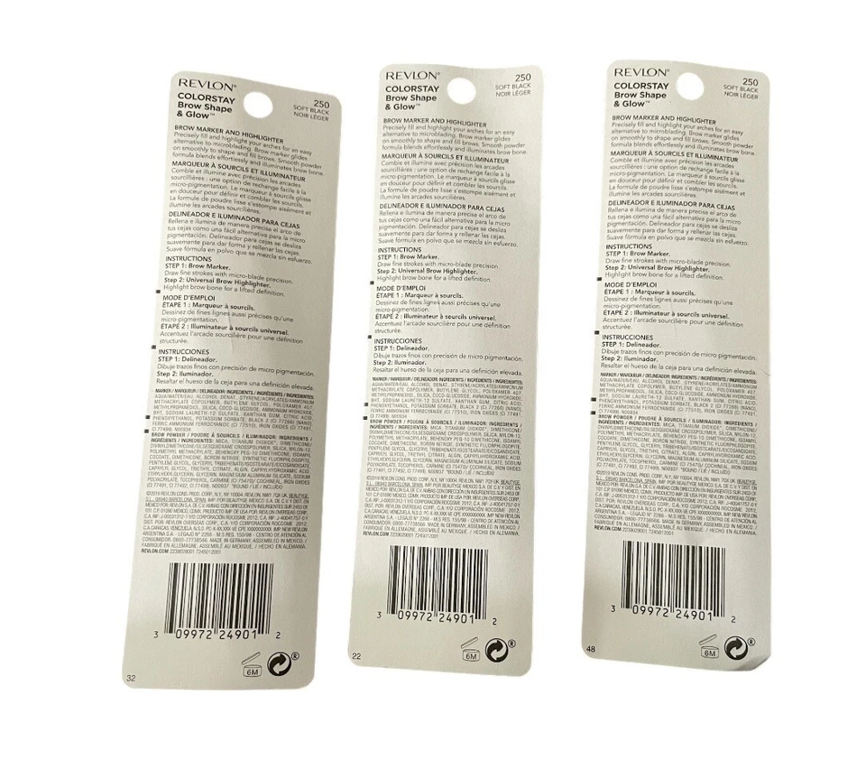 3 Packs Of Revlon Colorstay Brow Shape and Glow - 0.05oz (250 Soft Black) - Image 3 of 3