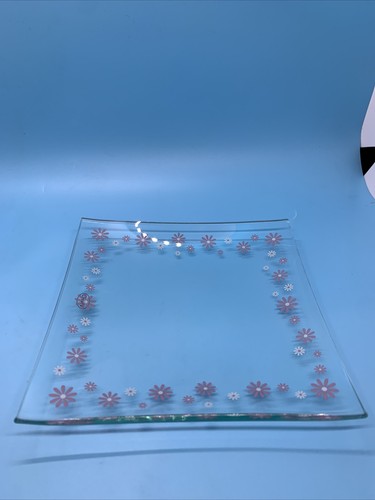 Pampered Chef Daisy Dessert Plates Set of 4 Glass 2818 Pink White Retired NIB - Picture 6 of 17