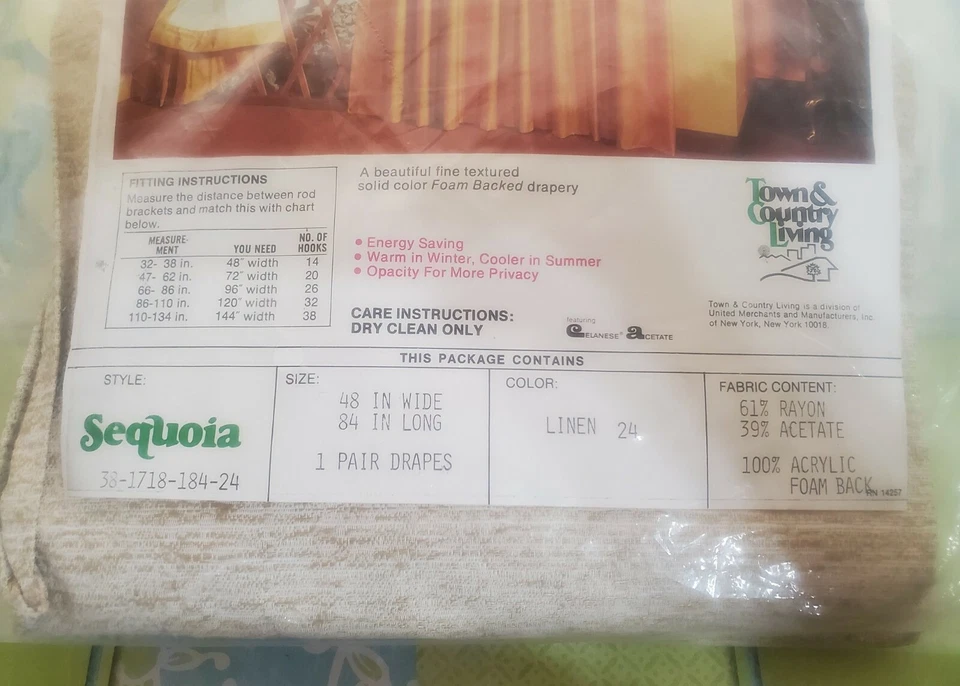 Two (2) Solid Linen Color Curtain Drapery Panels with Foam Back 48x84 NIP - Image 2 of 3