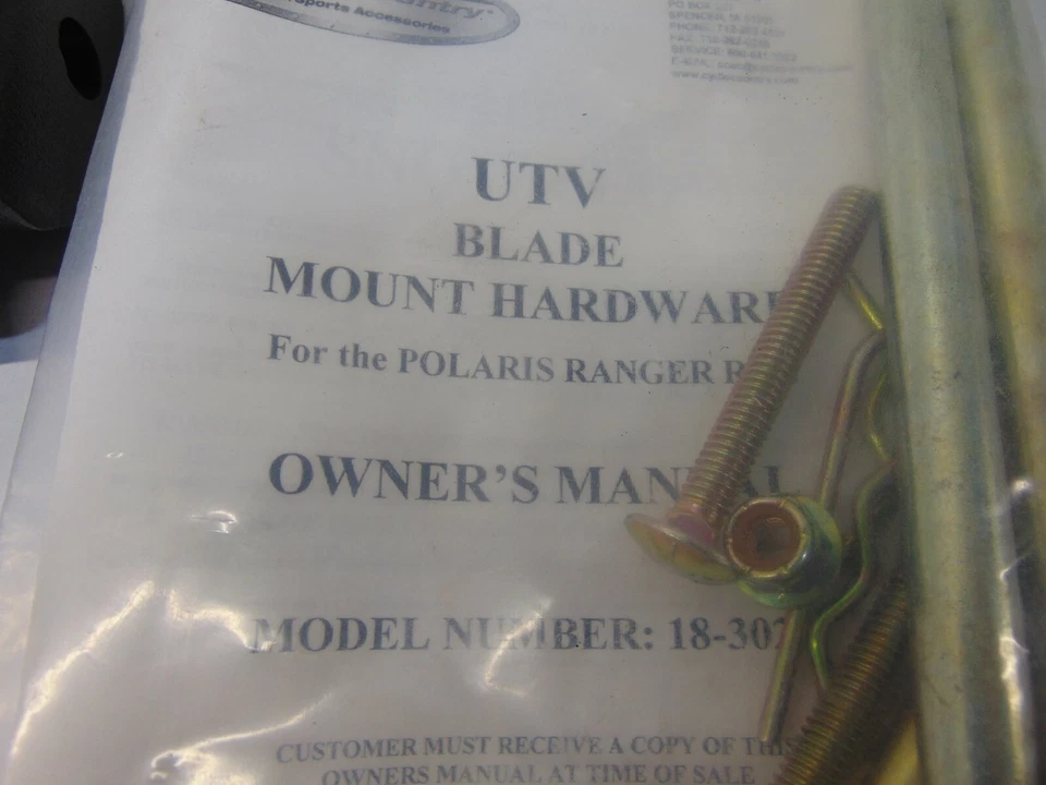 S51 18-3021 Cycle Country 2009 Polaris RZR 800 New Plow Blade Mounting Kit - Image 4 of 4