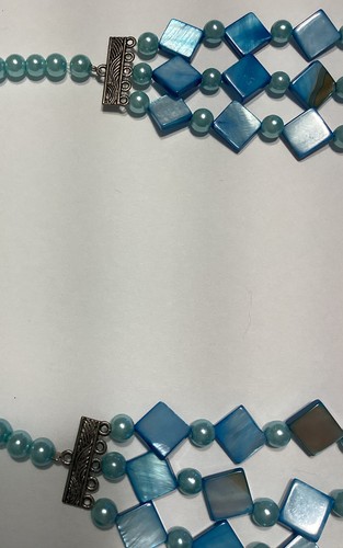 LOT of 2 Vintage Blue Beaded Multi Strand Necklaces - Picture 3 of 5