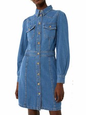 BRAND NEW WAREHOUSE BLUE MINI DENIM SHIRT DRESS SIZE 8 RRP £42