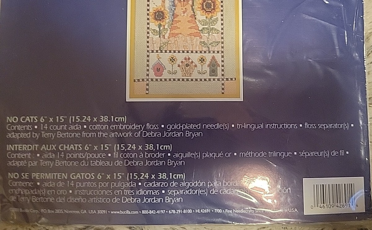 Vintage Birds And Teacups Counted Cross Stitch Kit Plaid Bucilla New - View #6