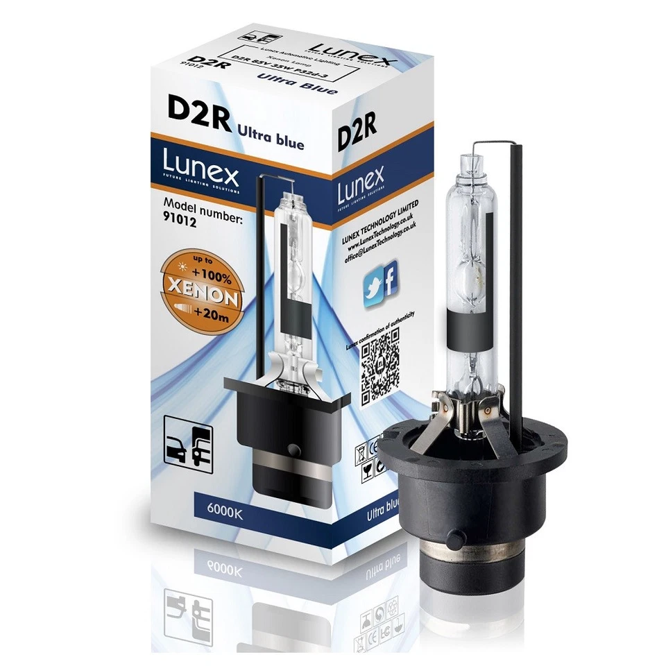 2 x D2R Genuine LUNEX XENON HEADLIGHT BULBS REPLACEMENT FOR PHILIPS OSRAM 6000K - Image 2 of 2