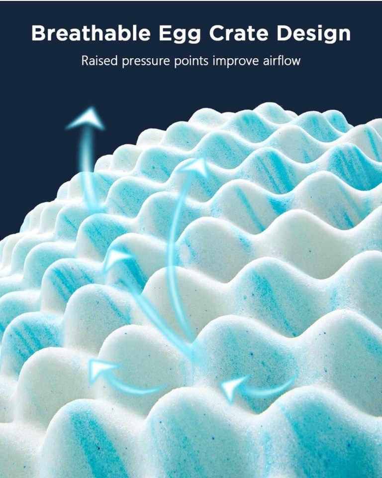 3Inch Twin XL Egg Crate Memory Foam Mattress Topper for Pressure