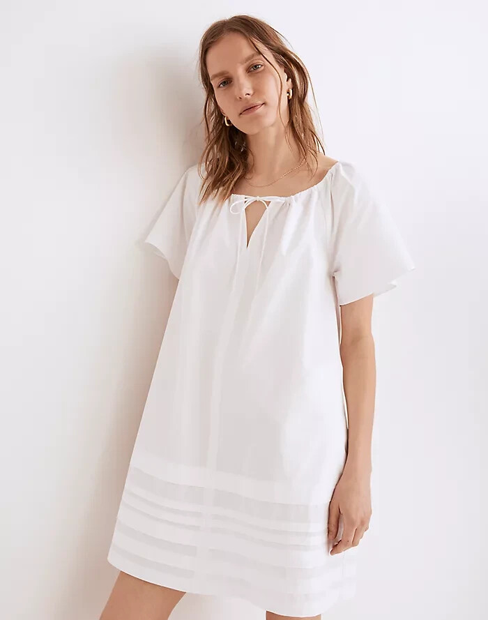 MADEWELL Women's White Poplin Flutter-Sleeve Mini Dress XSmall NF911 ($98)  | eBay