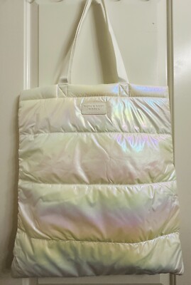 Bath & Body Works Iridescent White Puffer Tote Bag From 2023 Black Friday VIP