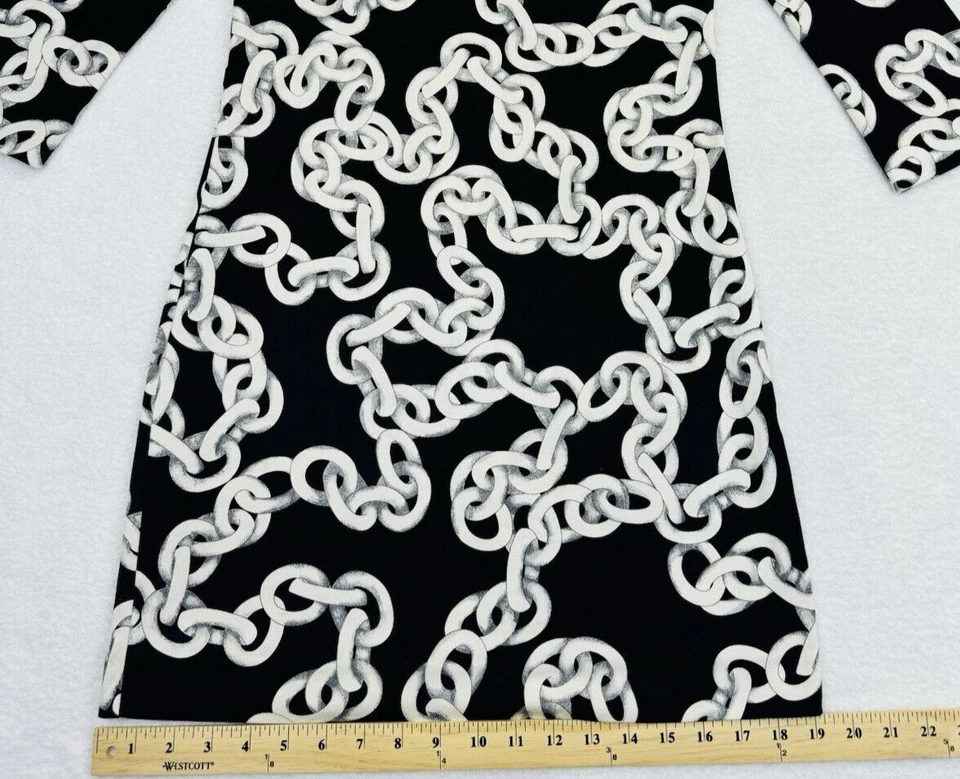 Vestido DIANE VON FURSTENBERG Ruri Manga 3/4 Mini Cadena Eslabón Seda Jersey DVF Talla 4 Foto 3 de 4