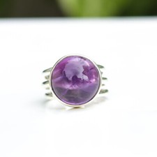 AMETHYST NATURAL GEMSTONE 925 STERLING SILVER HANDMADE JEWELRY RING 3 TO 12