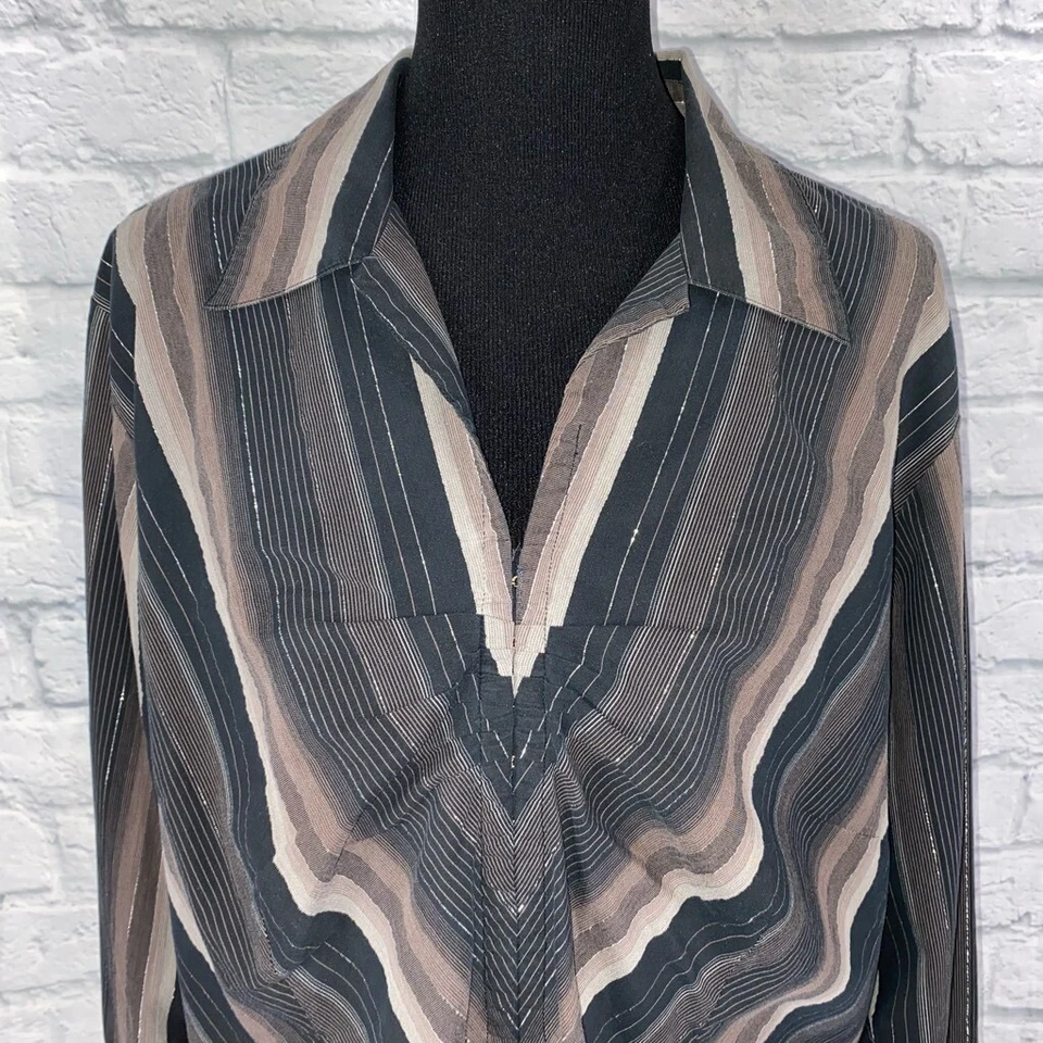 Blusa mujer Quizz gancho elástico rayas delanteras manga larga talla 20  Foto 3 de 4