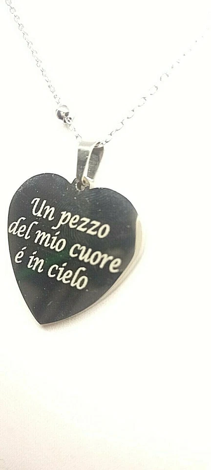 Collana con ciondolo cuore personalizzato incisione memoriale idea regalo - Immagine 2 di 4