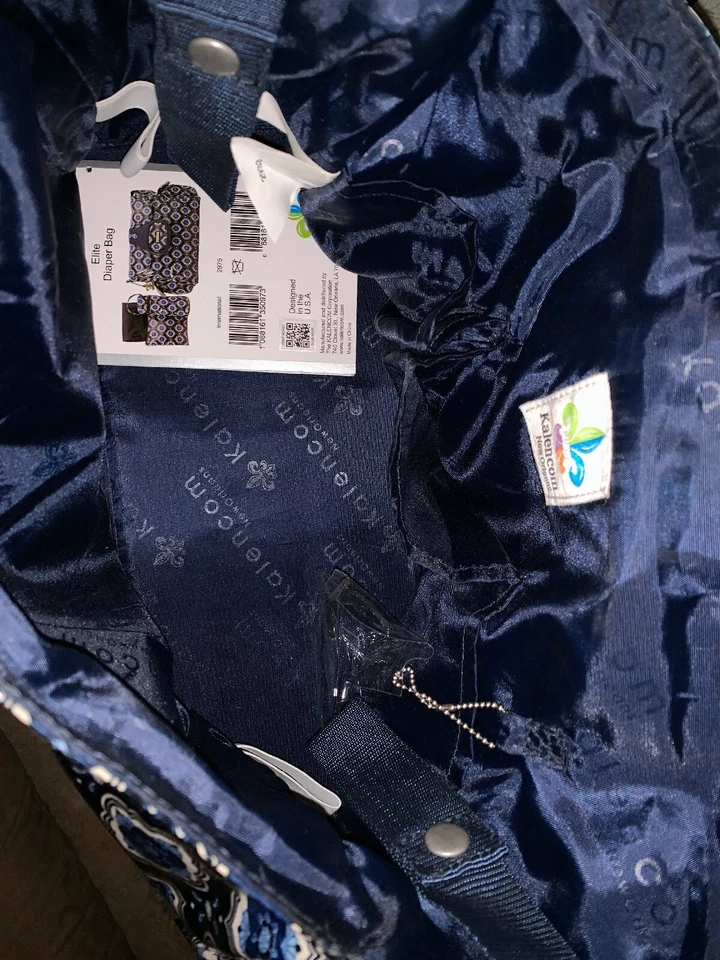 Kalencom New Orleans Blue /White Floral Diaper Bag Vinyl Coated - Image 4 of 4
