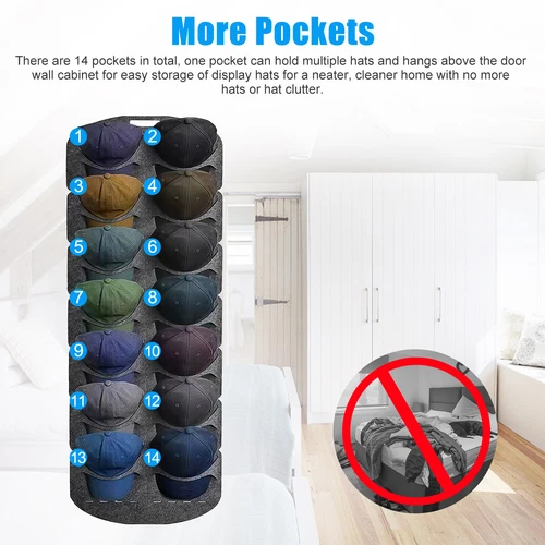 14 Hat Rack Organizer Baseball Holder Storage Hanger Door Wall Coat Caps Stands - Picture 3 of 9