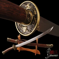 95CM Phoenix Chinese Damascus Folded Steel Handmade Qing Dynasty DAO Sharp Sword