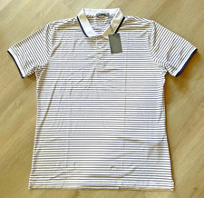 G/Fore G4 NWT Men's Large Polo Shirt White Black Stripe SNO G4MS21K04 NWT 120