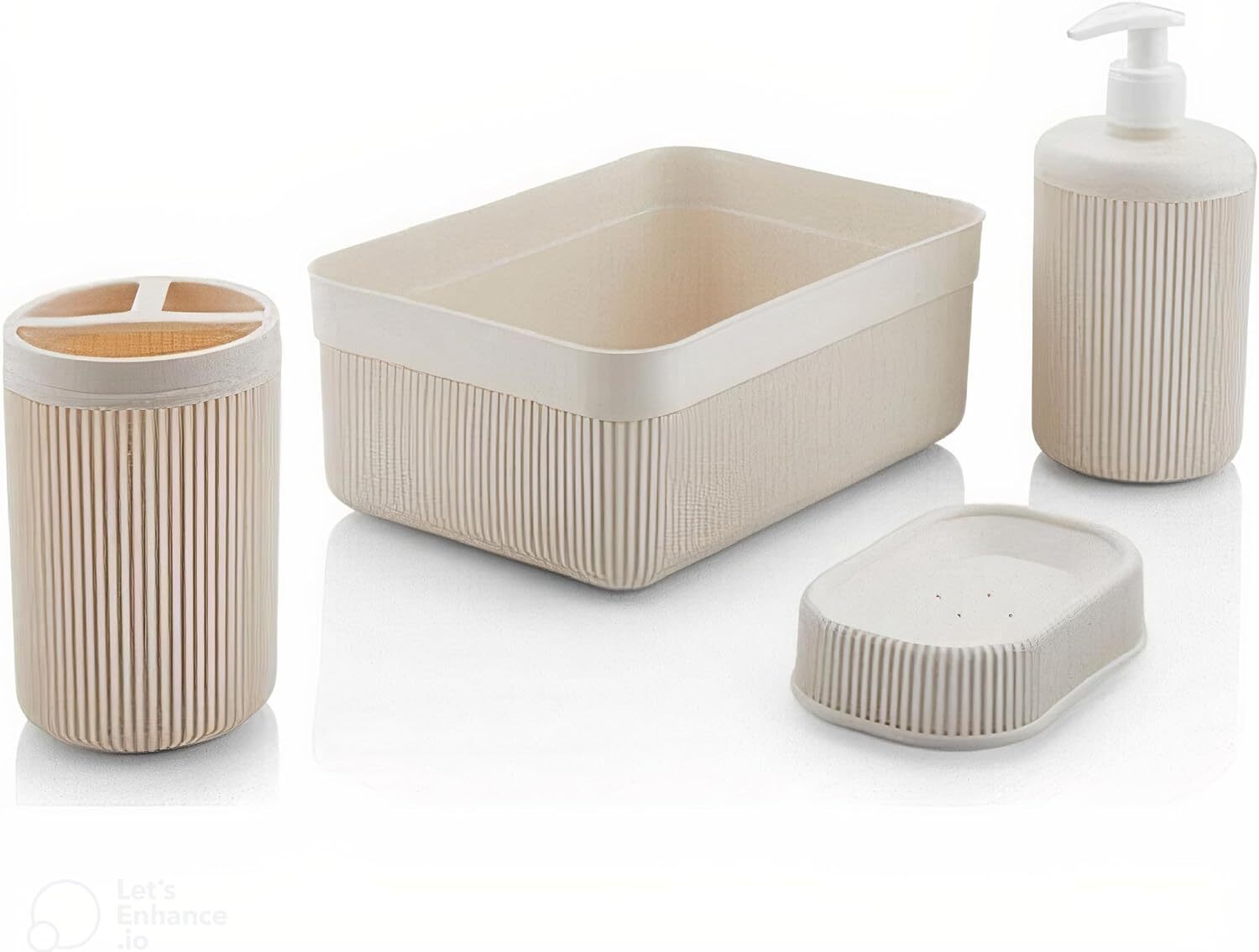 Witforms Bathroom Accessories Set 4 PCS, Plastic Accessory White